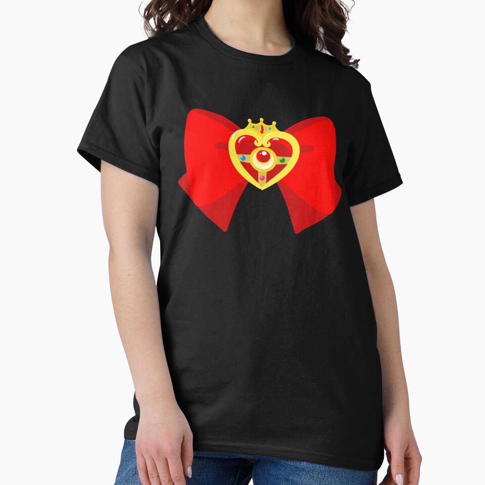 bow and red heart brooch, sailor moon by yessebel