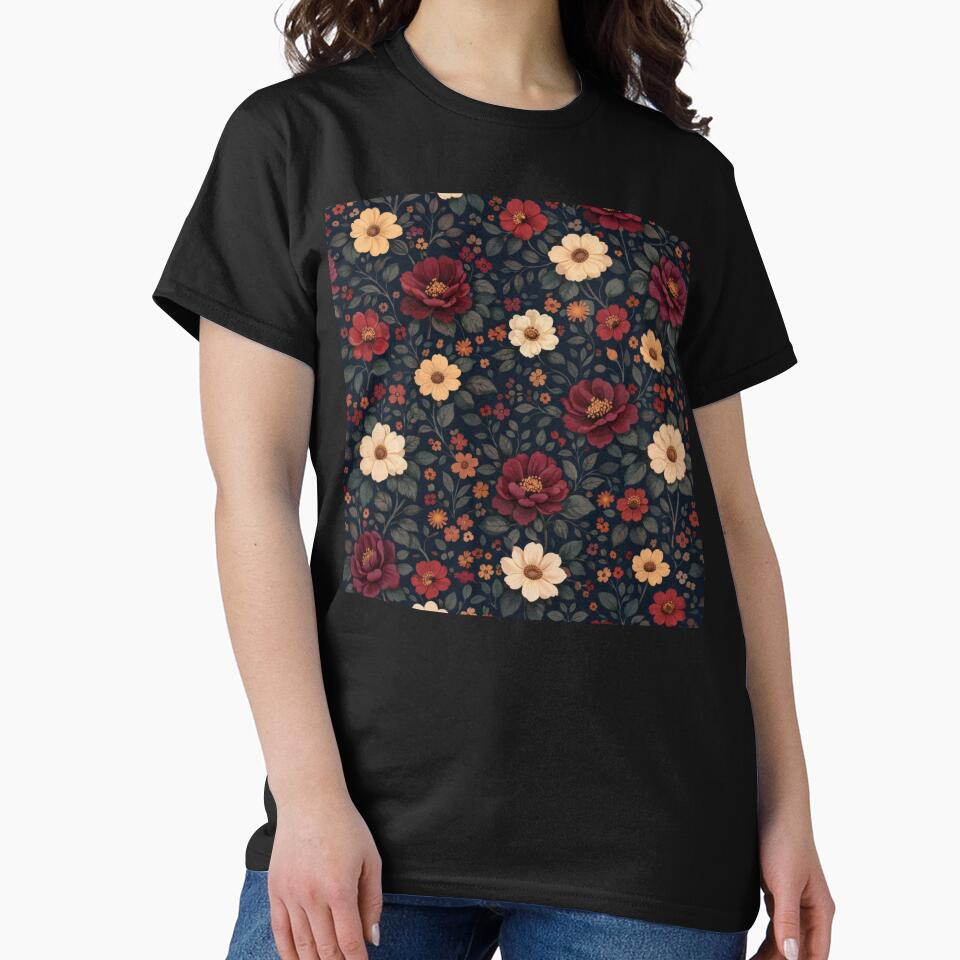 Dark floral botanical pattern – vintage boho flowers tote bag design by ZEYCAT