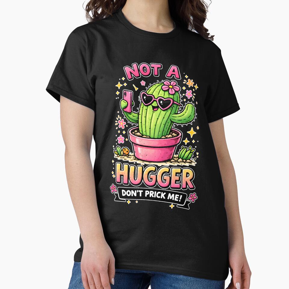 Funny Not a Hugger Cactus Introvert Pun by Mr Lee