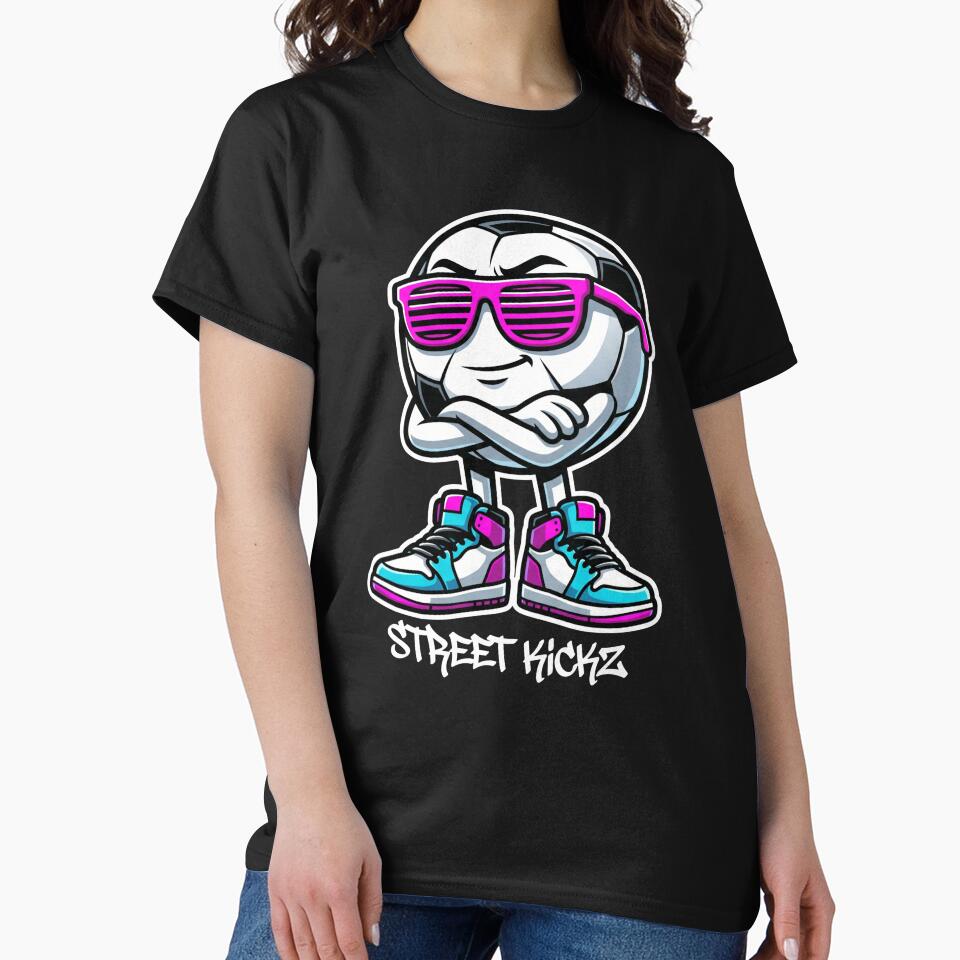 Street Kickz Cool Soccer Ball Mascot Retro Neon Sneakers by TeNovaStudio