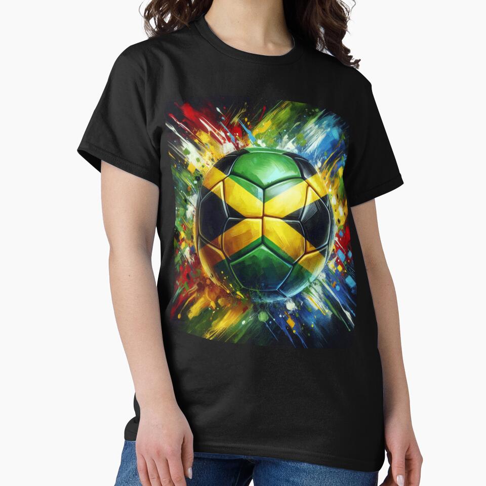Jamaica Soccer Ball Art – Vibrant Football Painting in Jamaican Flag Colors by ssmg80
