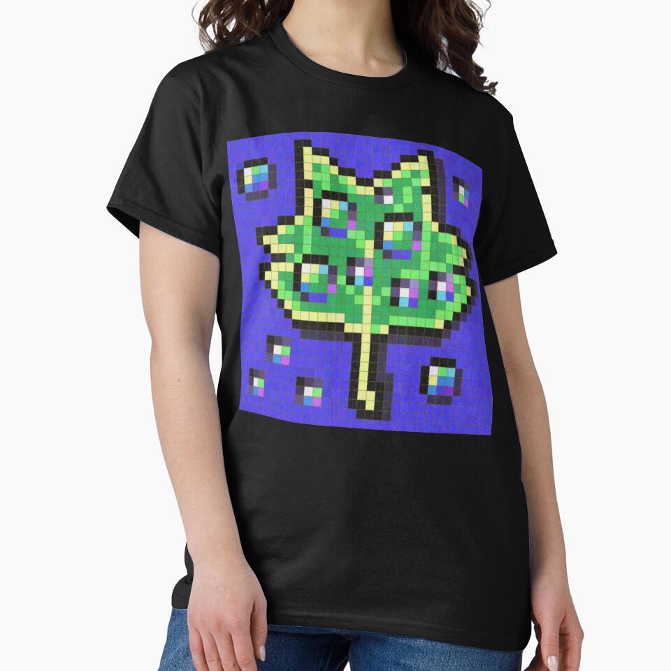 Green Leaf With Water Droplets Pixel Painting by CozyPixelFluff