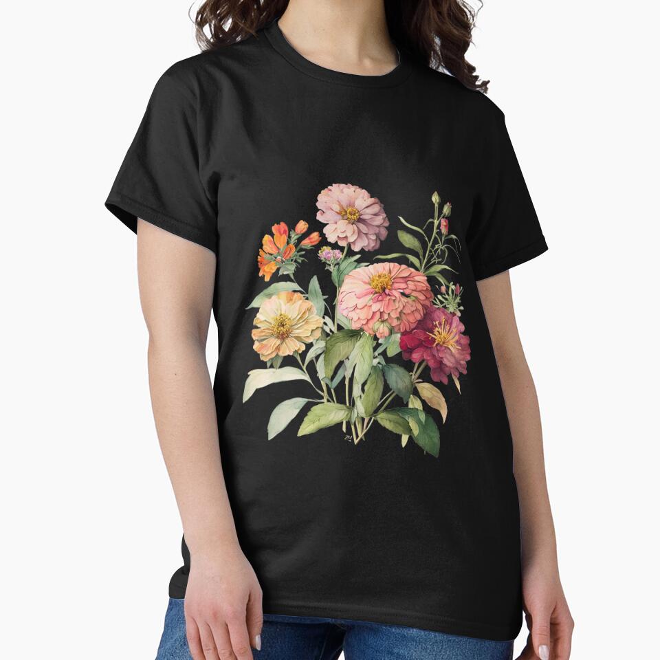 Watercolor Zinnias by Yeamie-Boutique