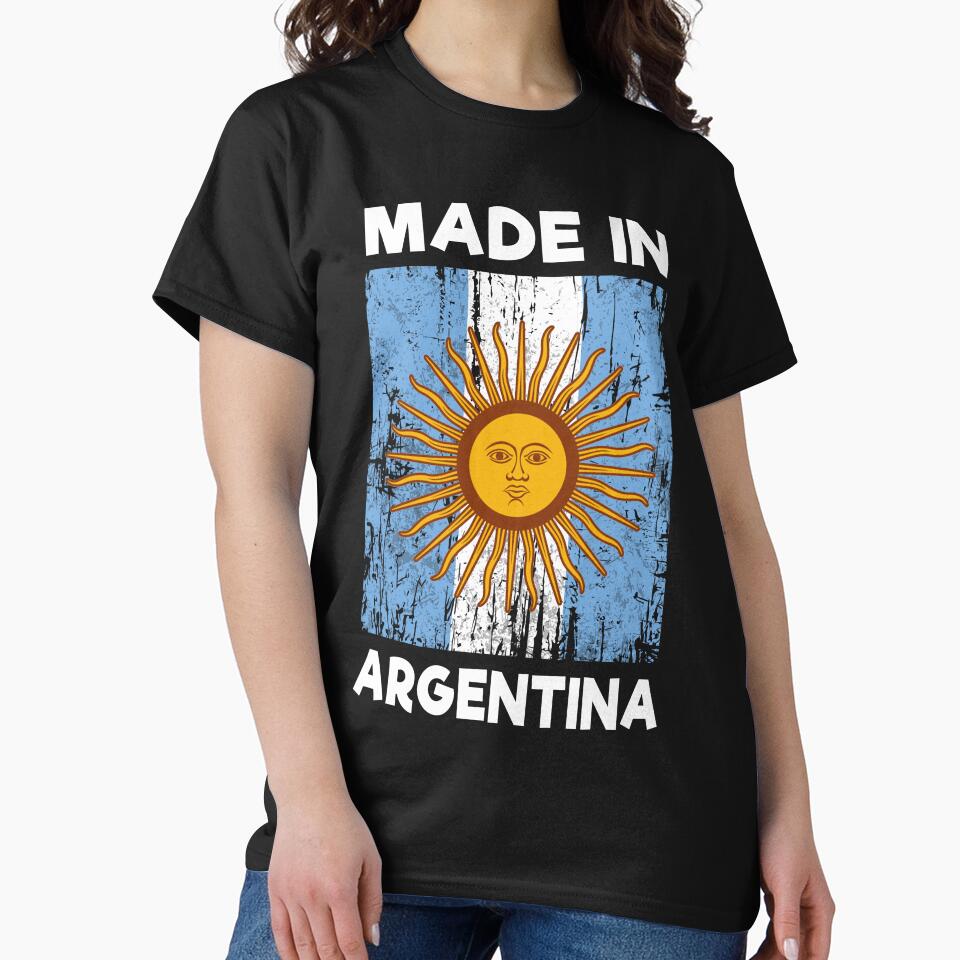 Made In Argentina Vintage Distressed Flag Sol de Mayo Pride by Dmetalx Art Apparel