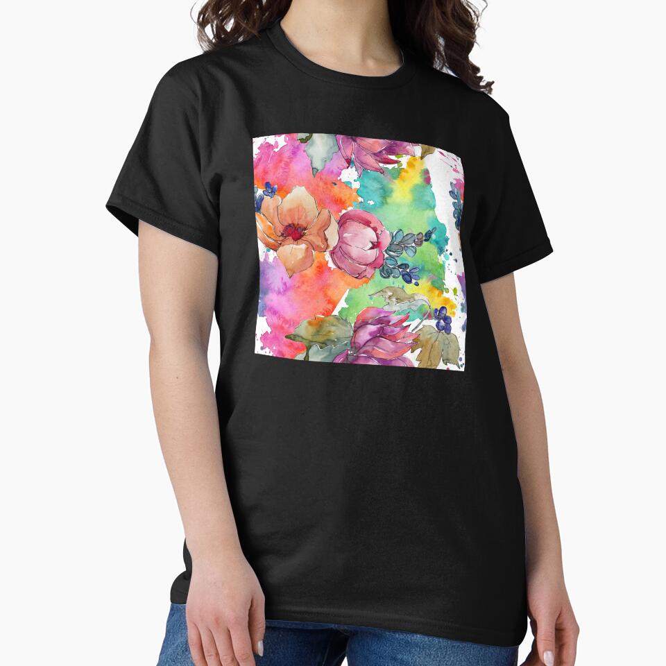 Contemporary Floral Bouquet in Pastel Watercolors Print by DEC02