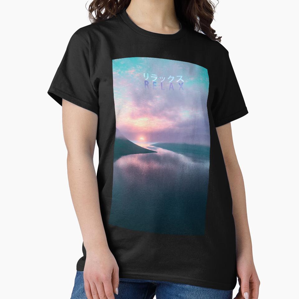 Relax (Japanese) Vaporwave Aesthetic Sunset Over Water by CoitoCG