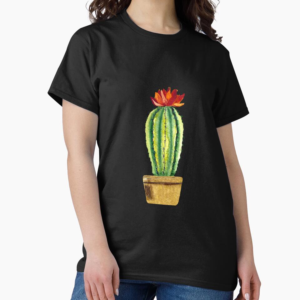 Cactus green brown pot a watercolor sketch black by Yana Mustafina | Boho Soulful Designs