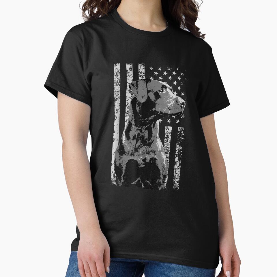 Patriotic USA Flag Black Labrador gift for Lab Owners Short Sleeve by Goleon12