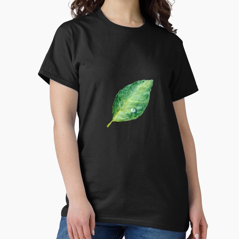 Green leaf a watercolor illustration black by Yana Mustafina | Boho Soulful Designs
