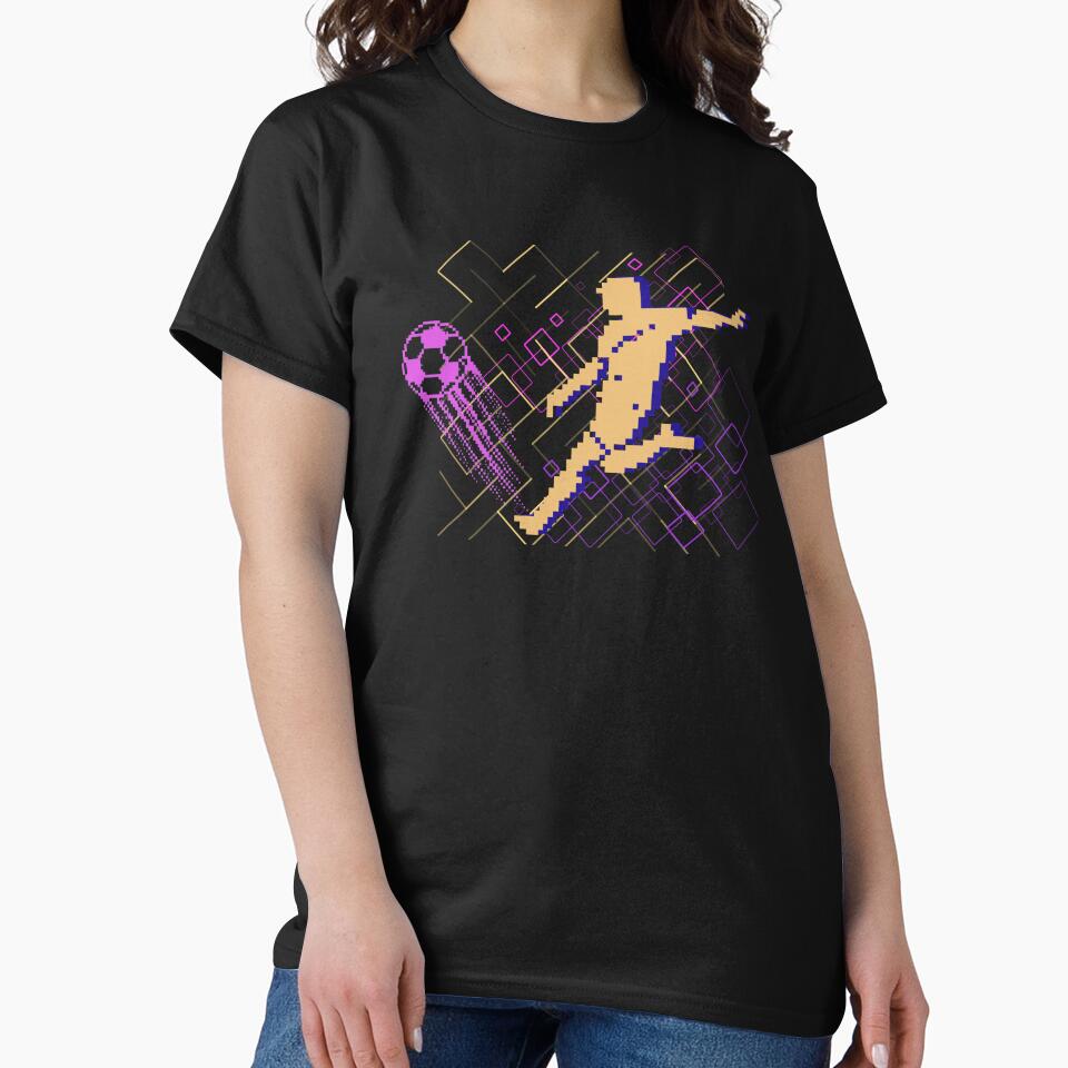 Retro Soccer Pixel Art - 90s Arcade Synthwave Football Graphic - Yellow Edition by SunandShade