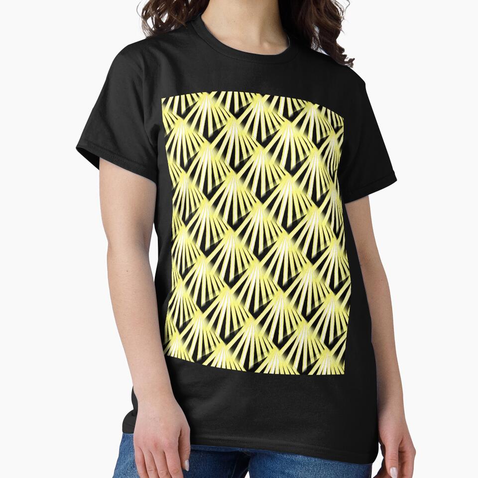 Art Deco Tropical Beach Palm Vacation Yellow On Black by taiche