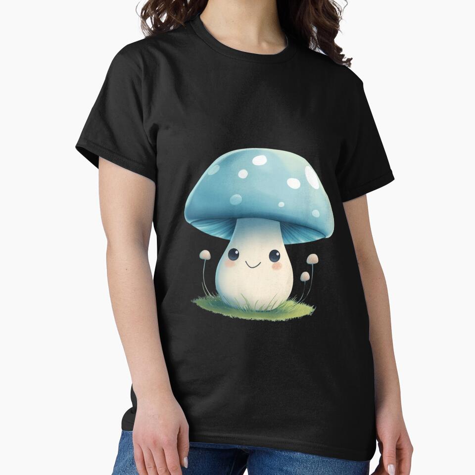 Cheerful Blue Mushroom - Whimsical Nature Delight by Shirtlify