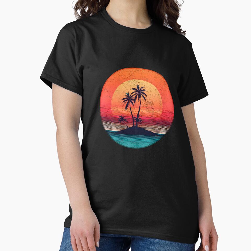 Retro sunset over palm island by analogsandpixel