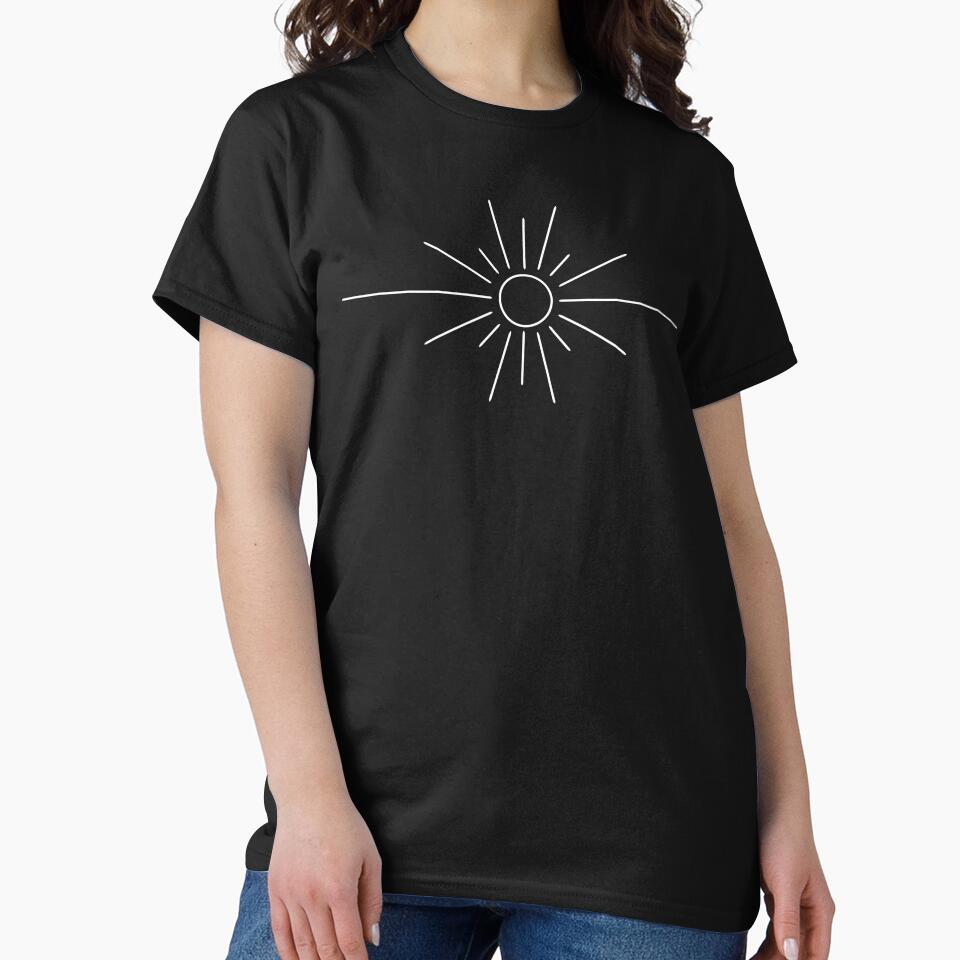 Minimalist Sun (White - Large) – Radiant Line Art Design by TummysEmporium