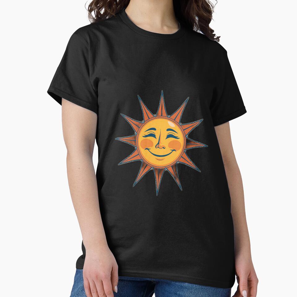 Smiling Sun Face Retro Vintage Illustration Happy Sunshine by DigitalStudioZT