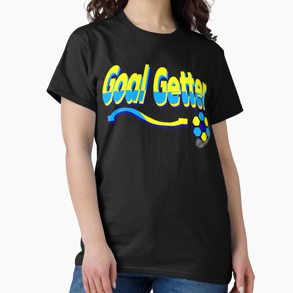Goal Getter Blue-Yellow 3D Soccer Text with Football and Swoosh by MigWhimsy
