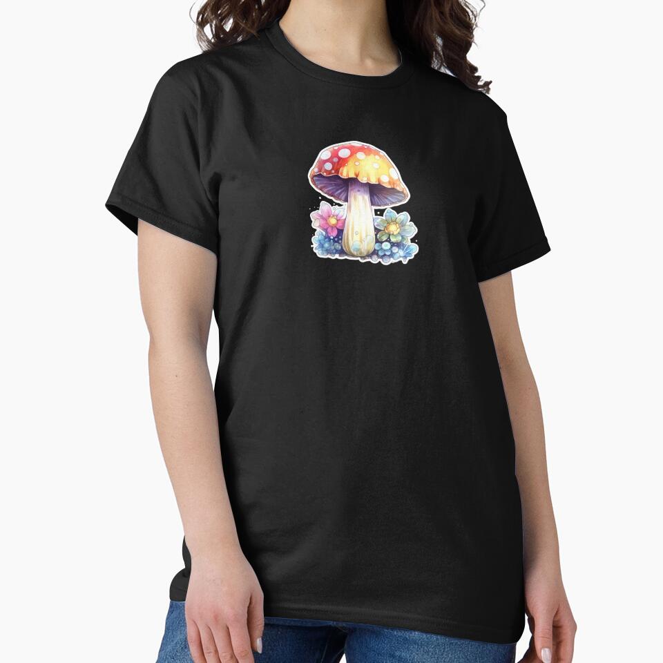 Colourful Anime Mushroom and Flowers | Light Purple Watercolour | Nature, Woods, Forest, Meadow, Botanical by FantasySoul