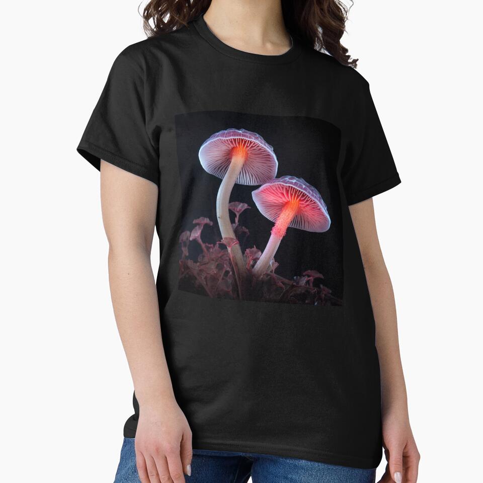 Fluorescent magic glowing pink mushroom friends shroom couple by OliveAndSnow