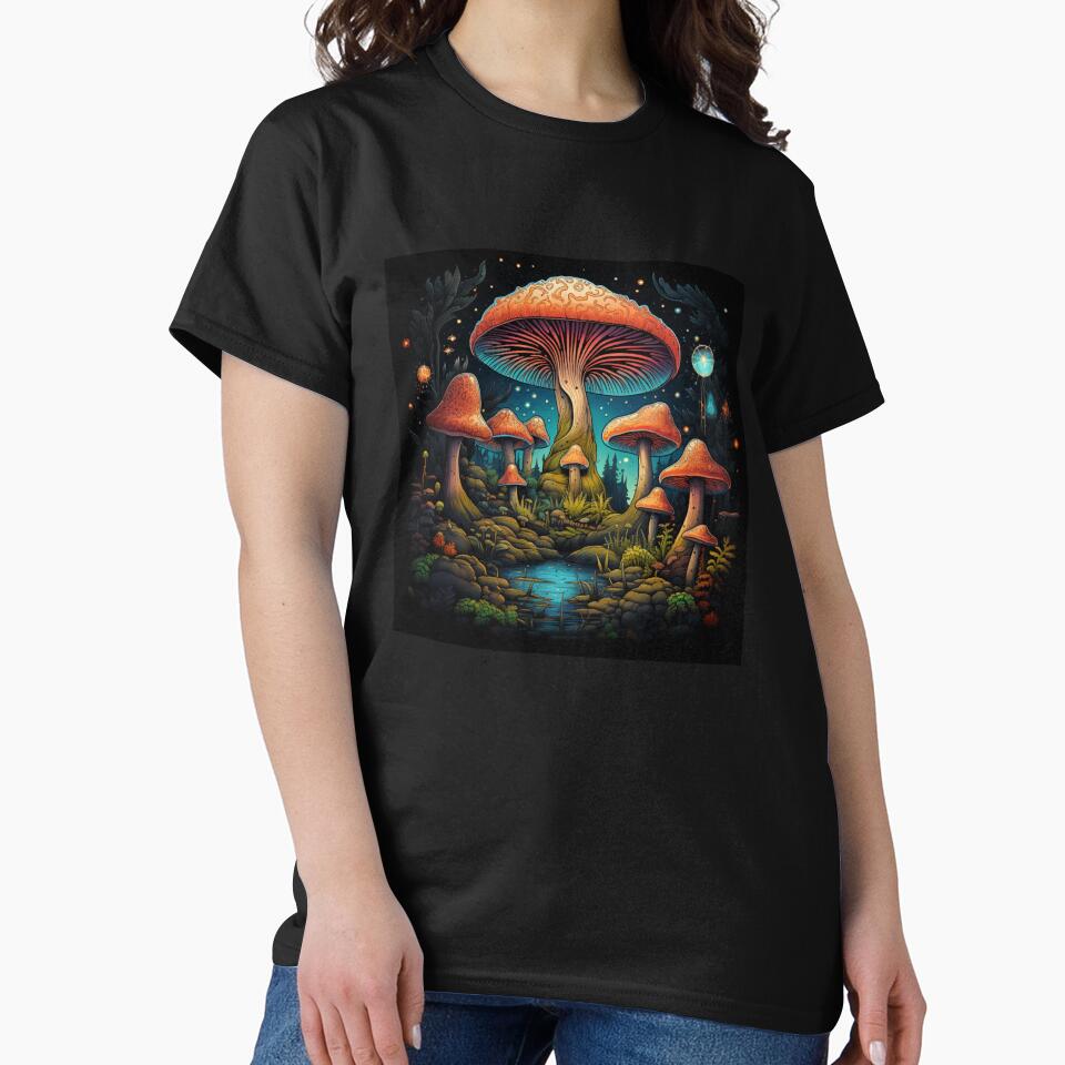 Fantasy psychedelic whimsical magic mushroom forest fungi by OliveAndSnow