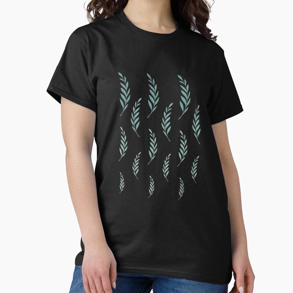 Greyish Blue Leaves Pattern, Grey Blue Leaf Set, Leaf Motif, Vibrant Gradient Leaves by Art Shimmers