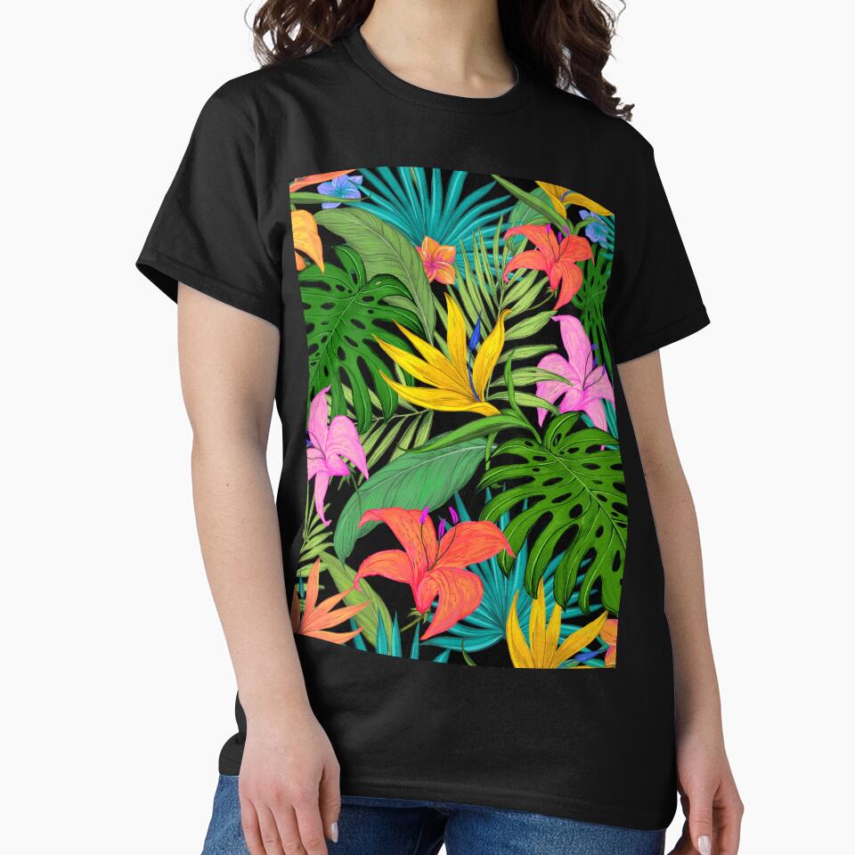 Hawaiian flowers and leaves tropical colors by Bela Ambrus