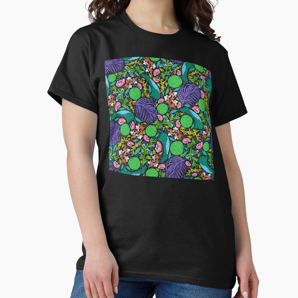 Neon-Hues Tropical Breadfruit and Jungle Leaves Pattern by DEC02