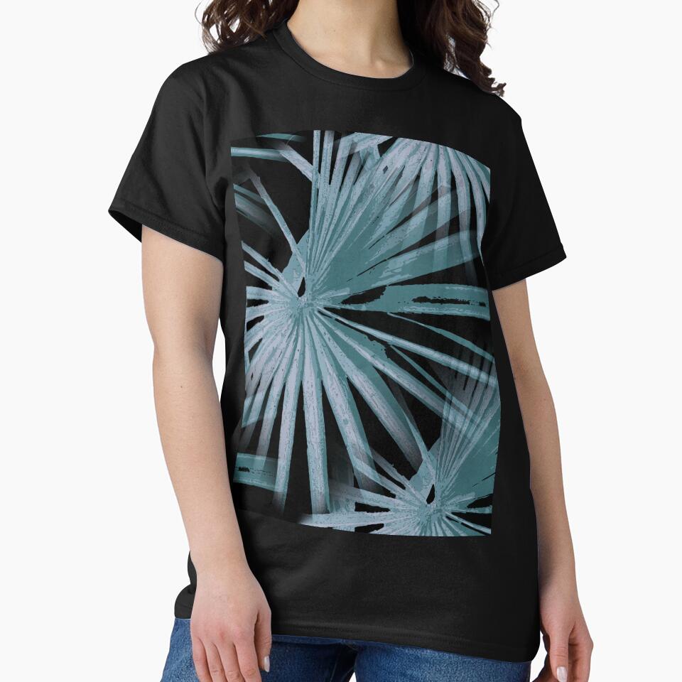 Aqua On Black Tropical Vibes Beach Palmtree Vector by taiche