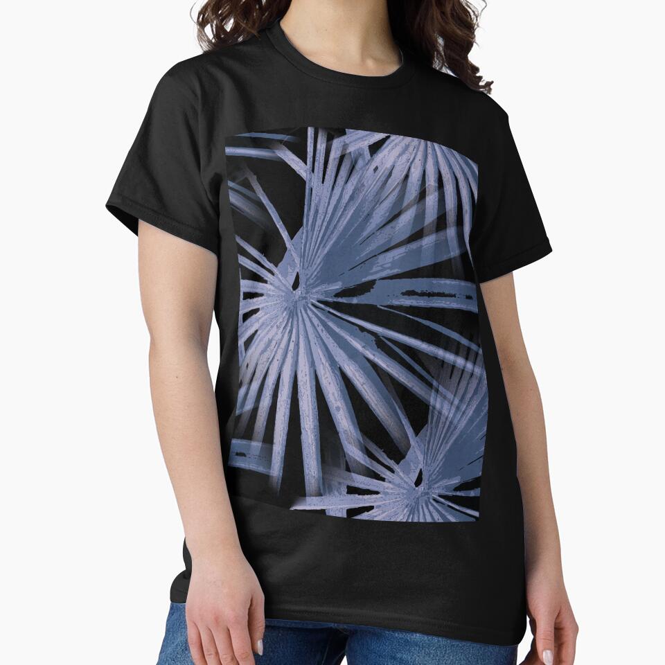 Blue on Black Tropical Vibes Beach Palmtree Vector by taiche
