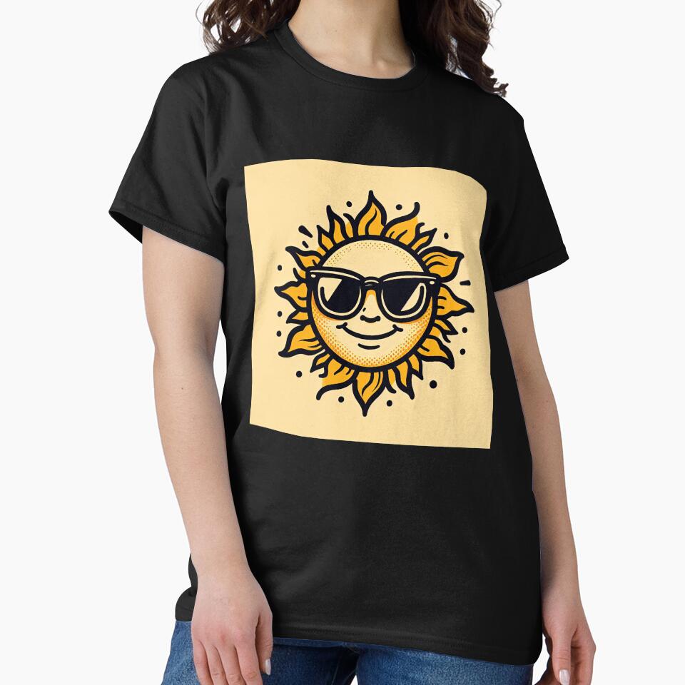Smiling Sun with Glasses Pop Art Style by artofuniverse