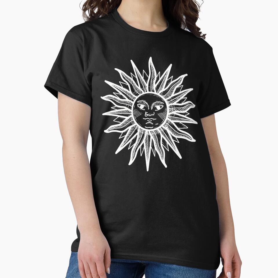 Sun in medieval engraving - WHITE by InkMastersHub.com