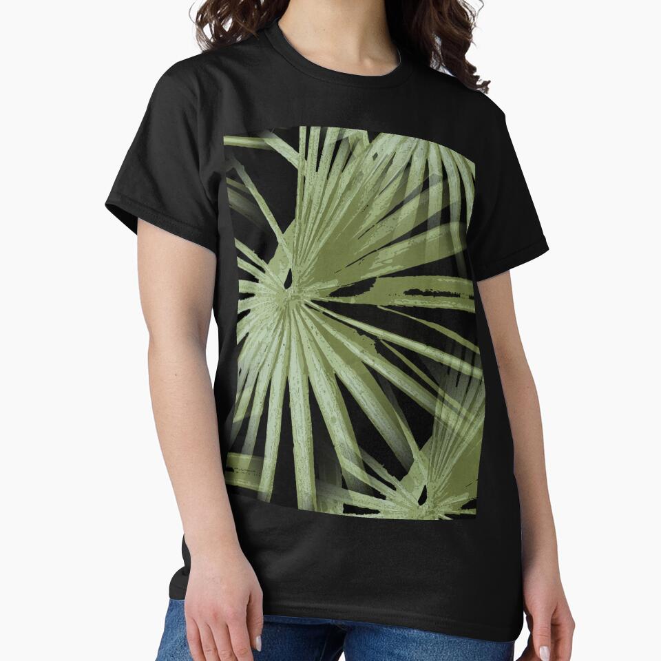 Green On Black Tropical Vibes Beach Palmtree Vector by taiche