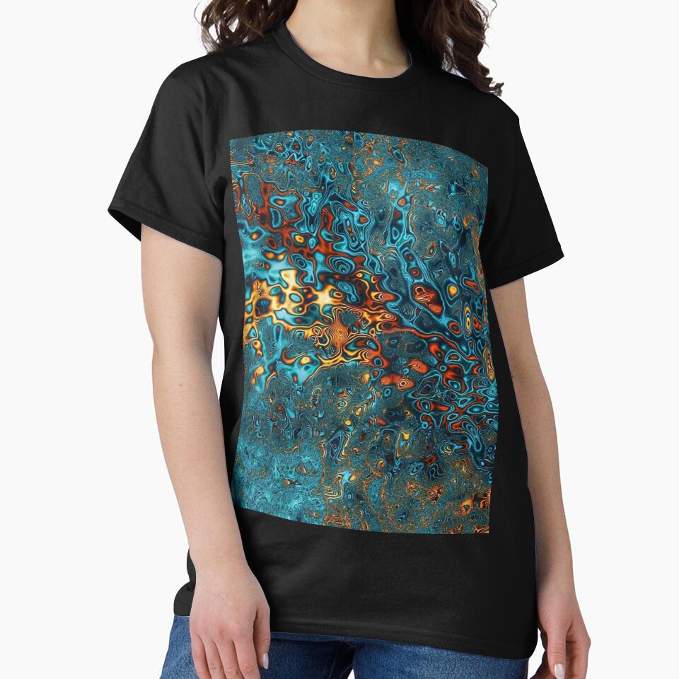 Abstract Teal & Gold Psychedelic Fractal Galaxy by SXW Designs