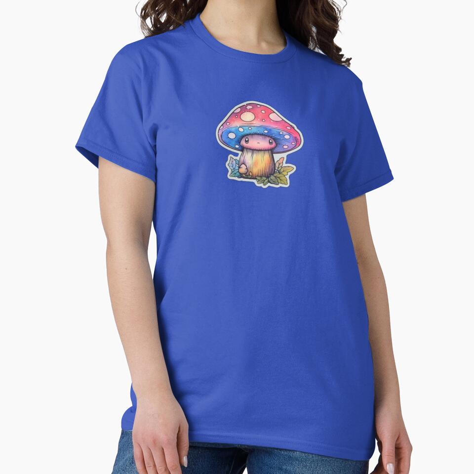 Sad Anime Mushroom | Blue Watercolour | Happy, Cute, Nature, Kawaii, Woods, Forest by FantasySoul