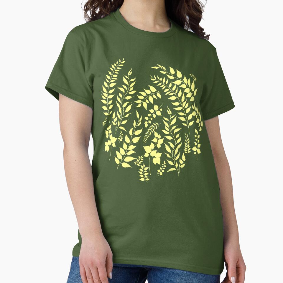 Greenery Botanical Print Yellow and White by SilverPegasus