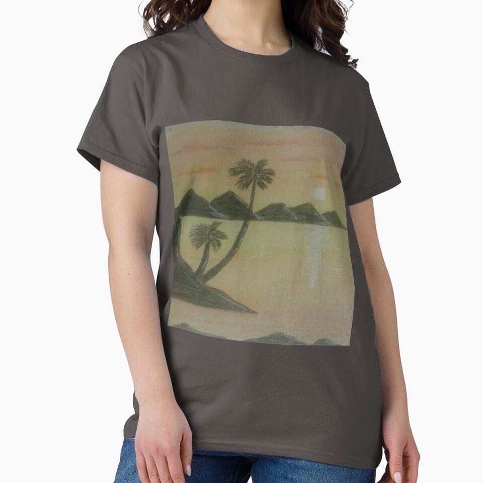 Beautiful drawing sunset with palm trees by faridman