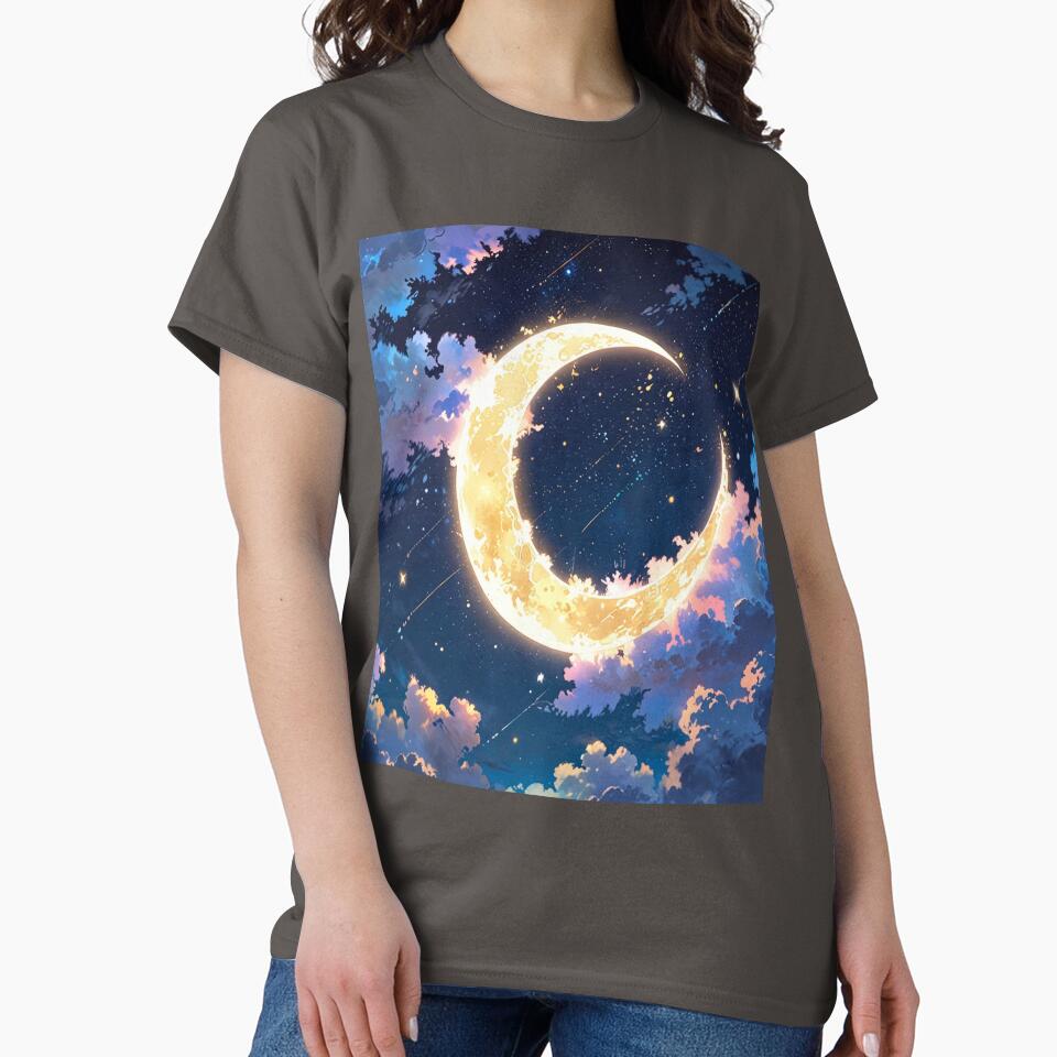Glowing Crescent Moon Dreamy Night Sky Art by Haa2789