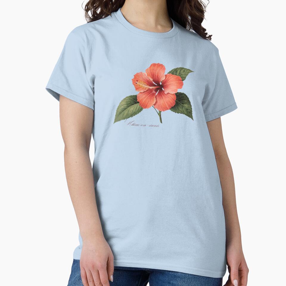 Hibiscus rosa-sinensis | Flowering Branch Botanical Illustration (No Background) by ChristinePartlow