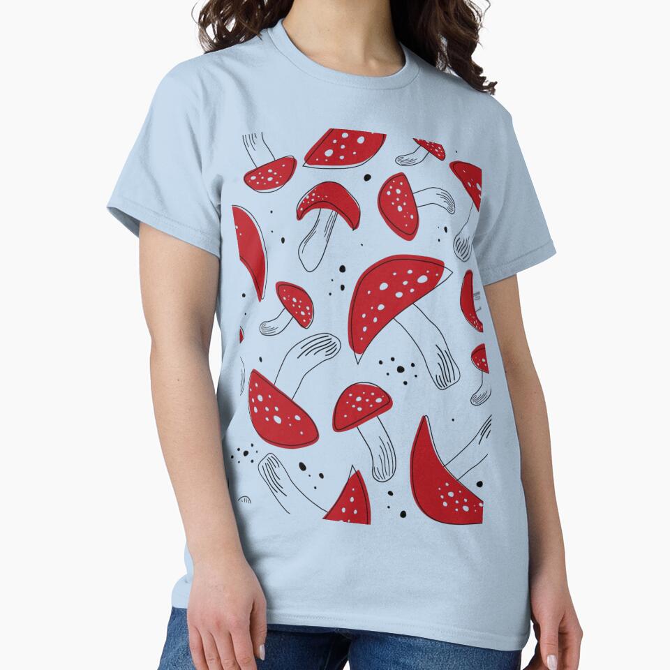 red mushroom pattern classic tshirt by anandsiva2703