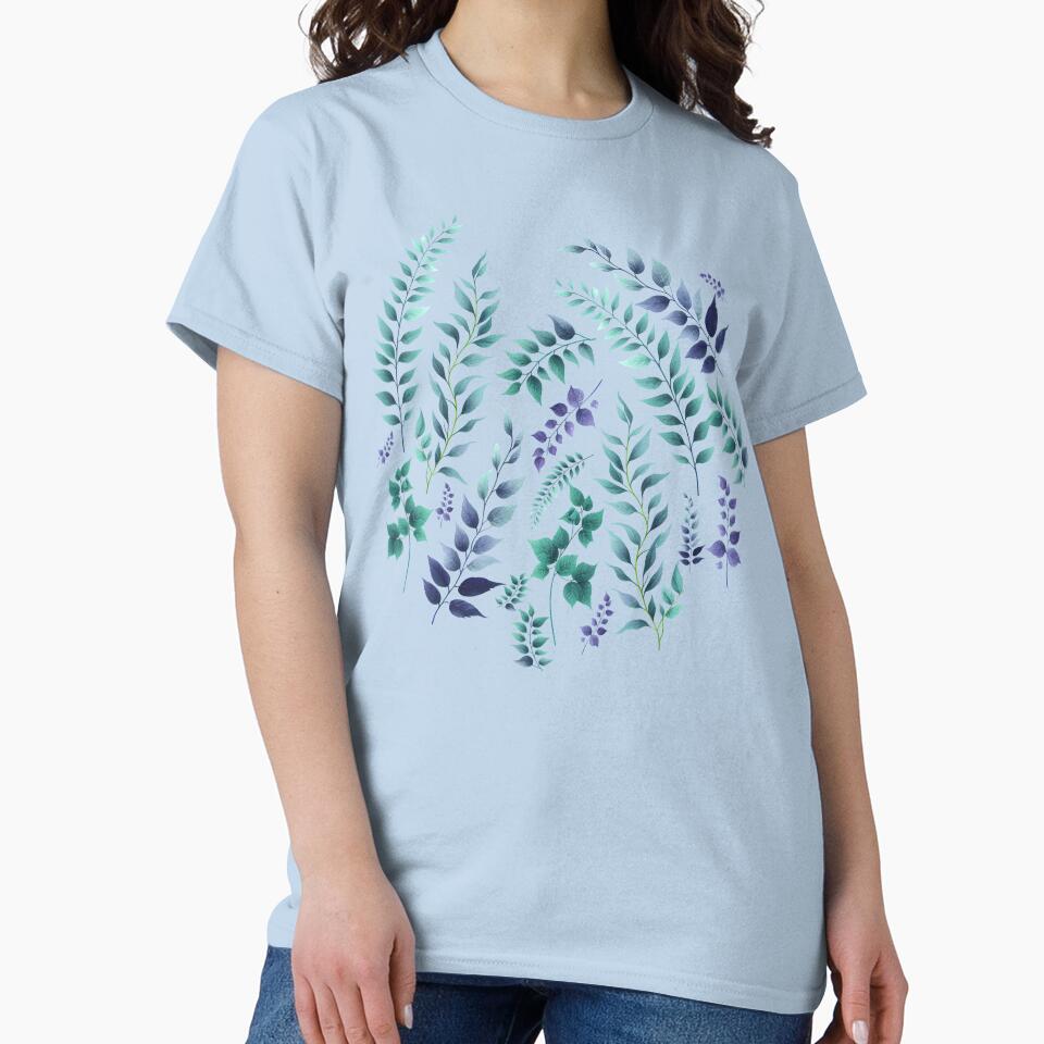 Greenery Botanical Print Purple Teal by SilverPegasus