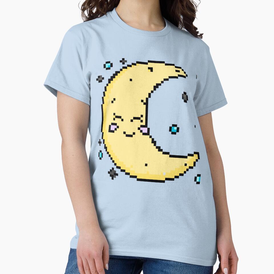 Pixel Art Cute Moon Face by Handstand365
