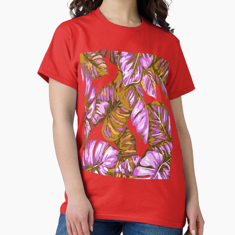 Tropical Leaves Of Banana and Monstera Lilac Ochre Cut Out by taiche
