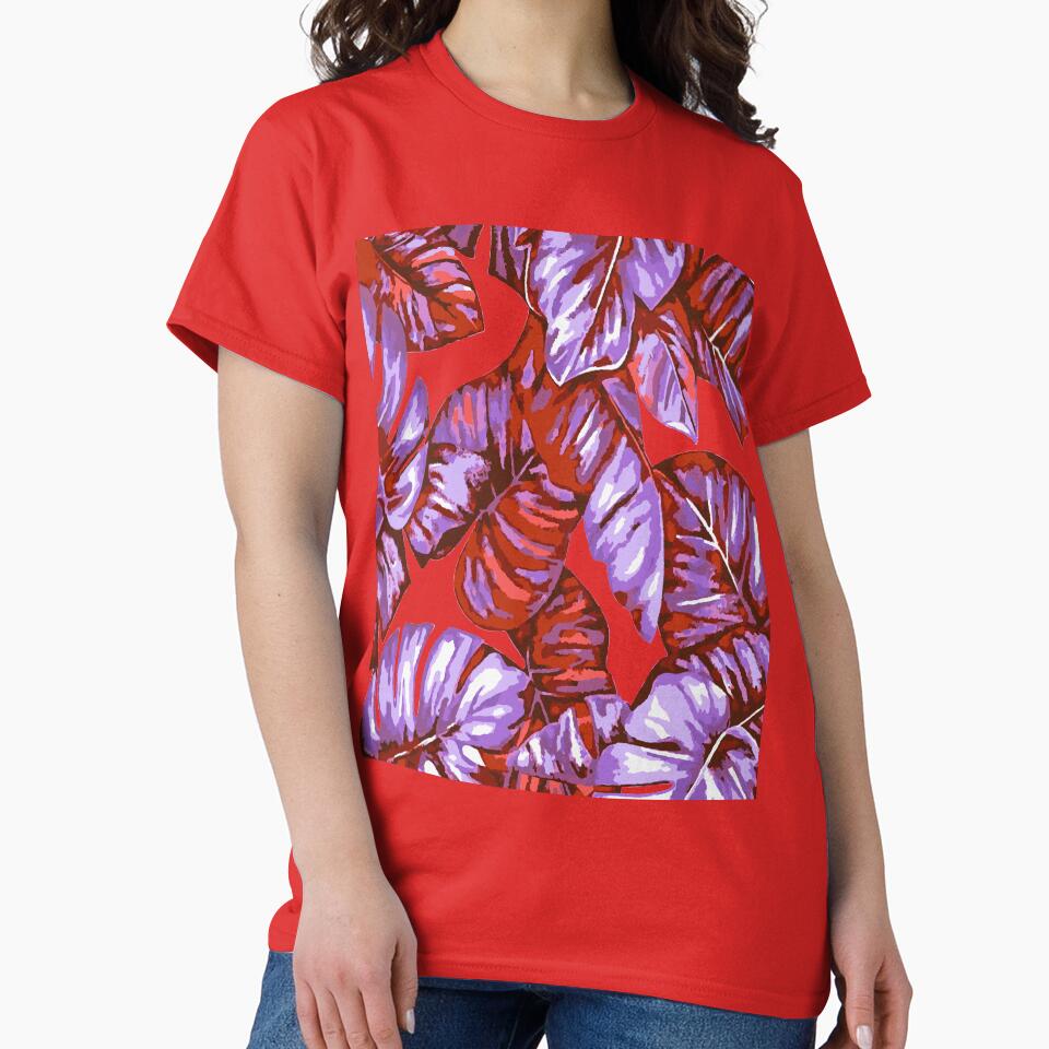 Tropical Leaves Of Banana and Monstera Blue Red Orange Cut Out by taiche