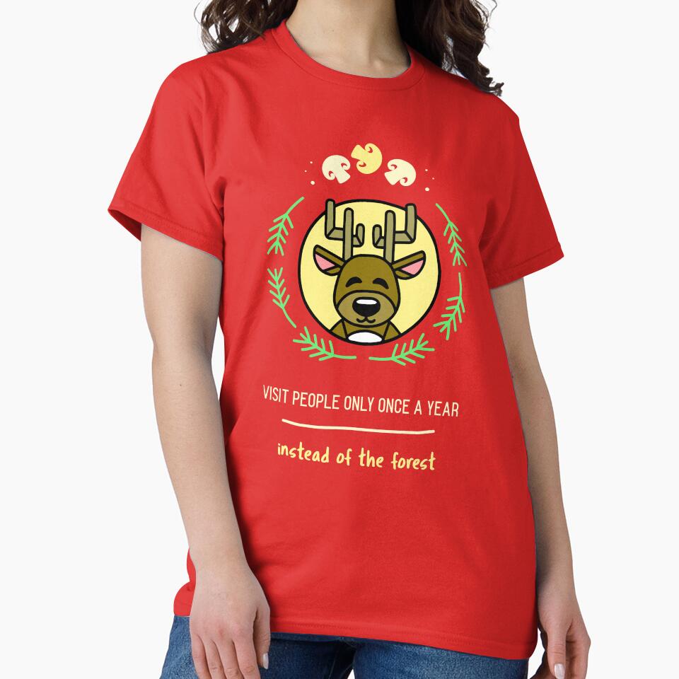 Funny christmas tee, funny mushroom tee, mushroom hunters, deer tee, for mushroom hunters by MushroomHunters