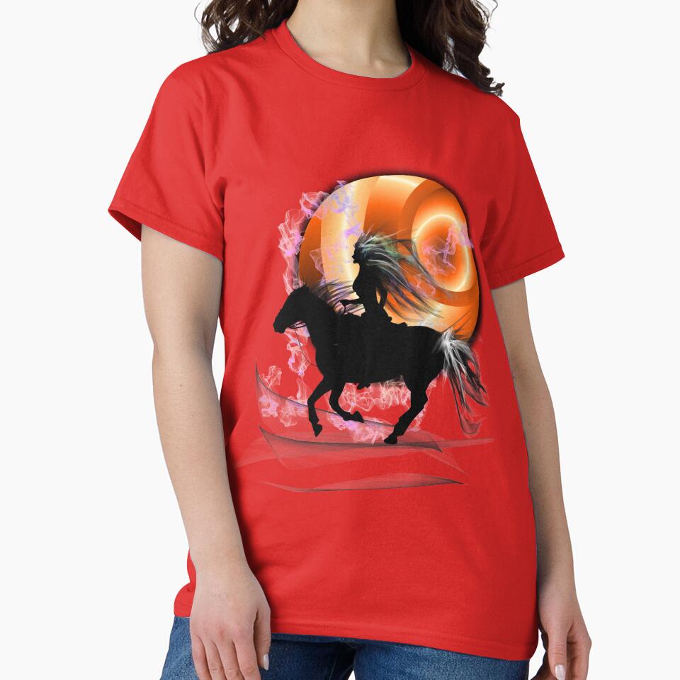 cowgirl rider in sunset graphic art by Stephani Analah