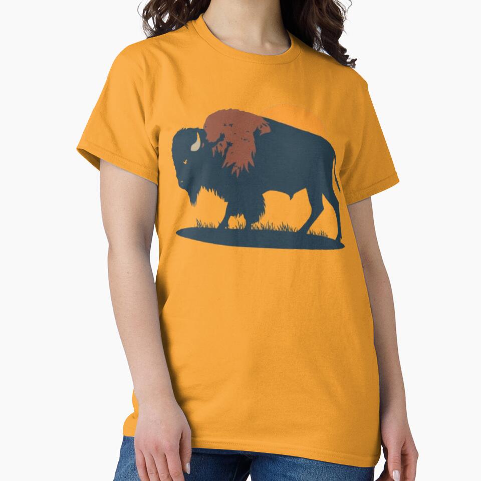 Sunset Bison Silhouette - Retro Wildlife Art by DailySparks