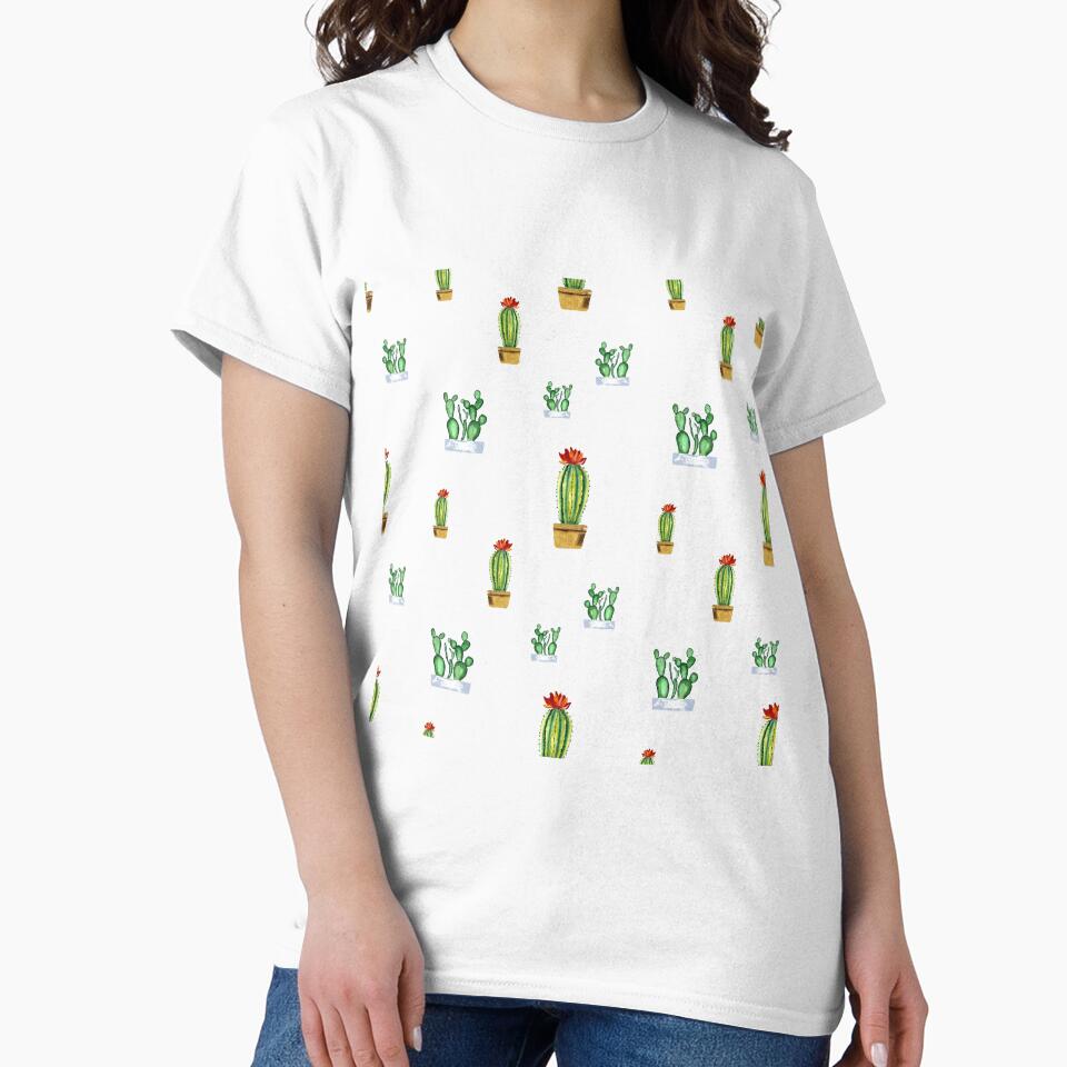 Cactus in pot seamless pattern a watercolor by Yana Mustafina | Boho Soulful Designs