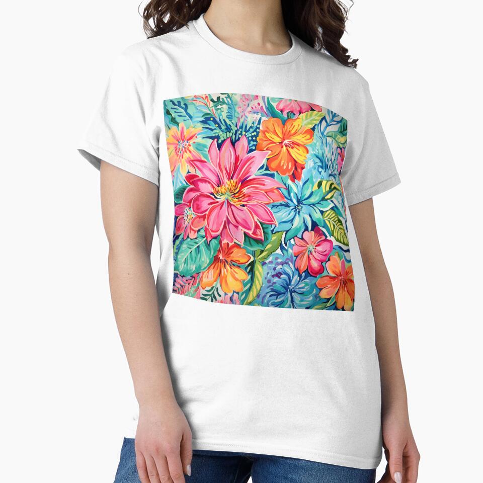 vibrant colorful tropical pattern print by dcrc
