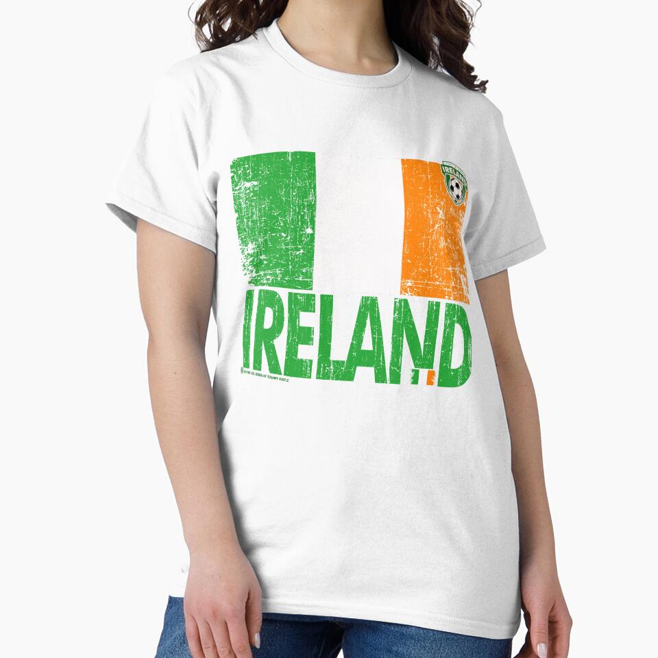 DISTRESSED IRELAND IRISH FLAG, SOCCER SAINT PATRICK'S DAY DESIGN GREEN FONT by Teeshirthustle