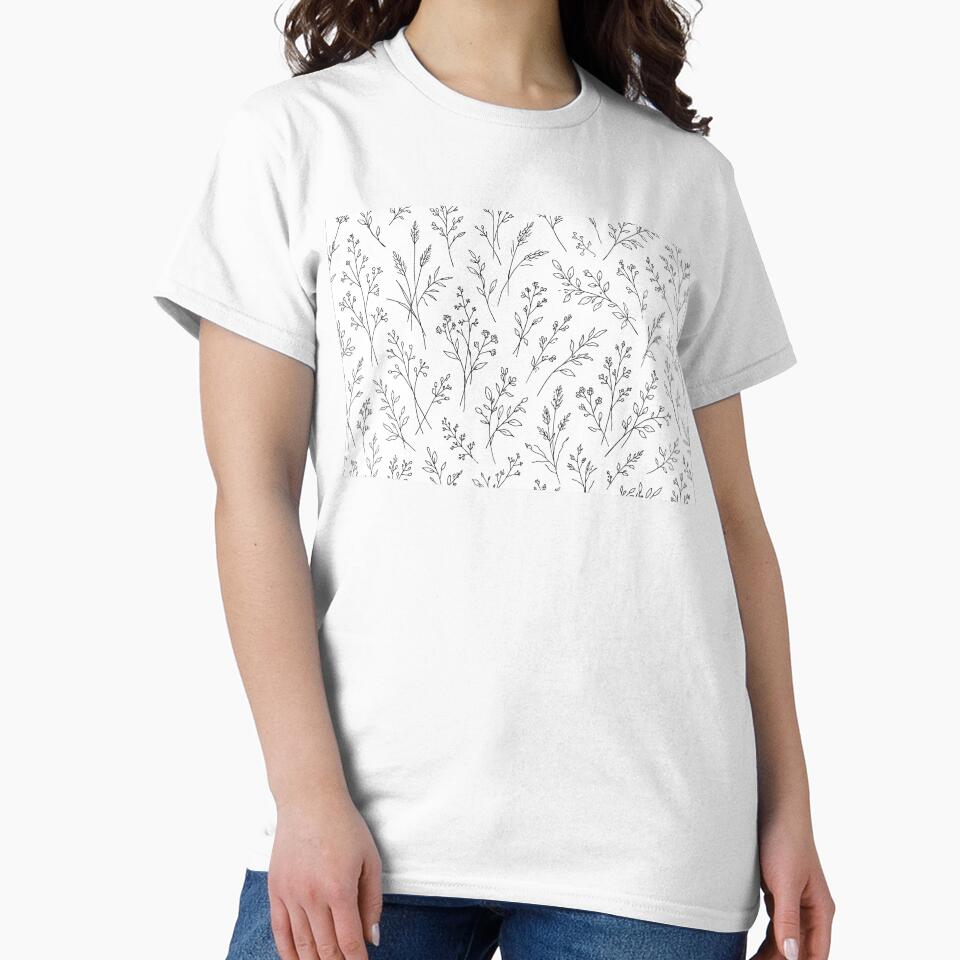 Seamless Forest Herbs Botanical Line Art Pattern by Fernova