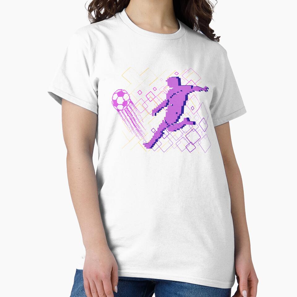 Retro Soccer Pixel Art - 90s Arcade Synthwave Football Graphic - Purple Edition by SunandShade